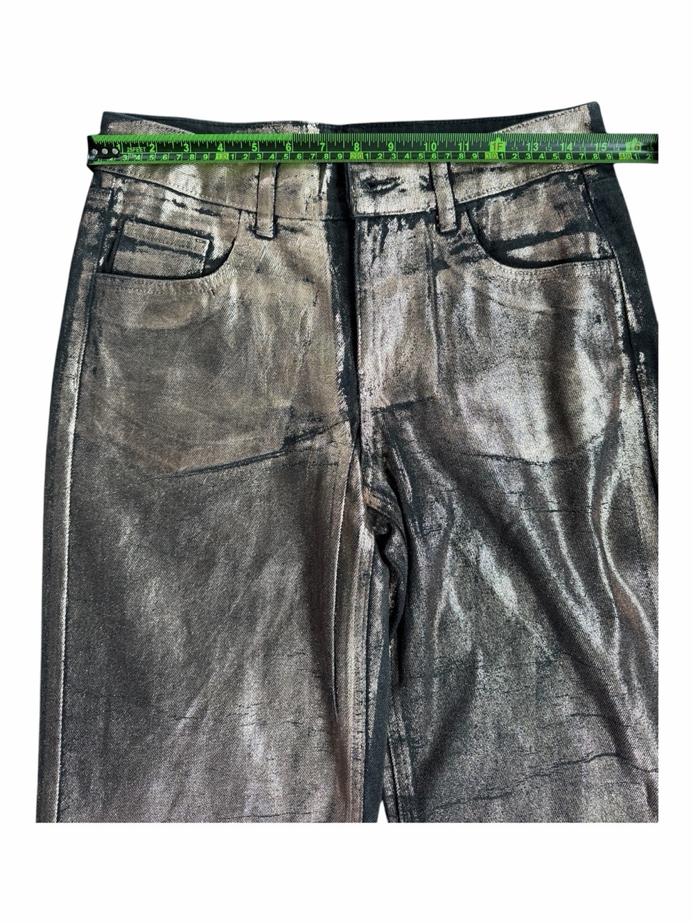 GB Metallic Bronze Wide Leg Pants NWT Glam Statement Jeans - Picture 7 of 13